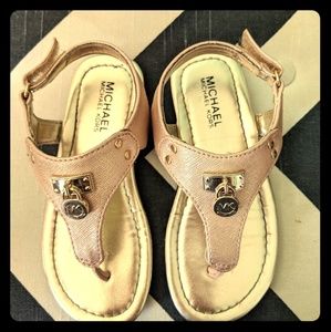 Shimmer Rose Gold Michael Kors Toddler Sandals